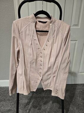 White House Black Market Light Pink Button-Front Jacket